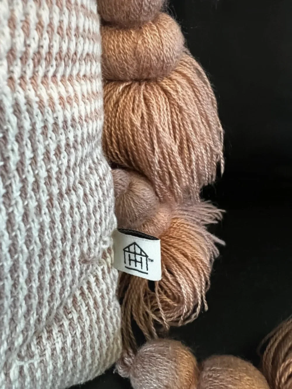 Hearth & Hand Cream and Dusty Rose Tassel Lumbar Pillow